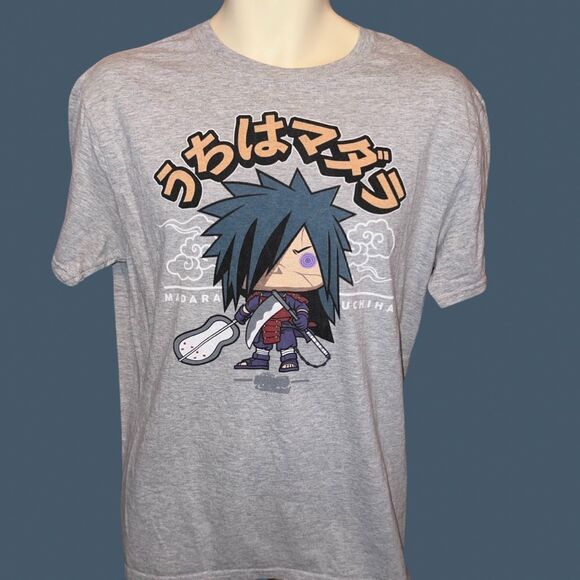 2002 Funko Pop Shirt Naruto Shippuden GameStop Exclusive Gray Graphic Tee L #86 - Picture 2 of 4